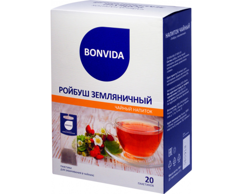 Напиток чайный BONVIDA Ройбуш Земляничный, 20пак, Россия, 20 пак