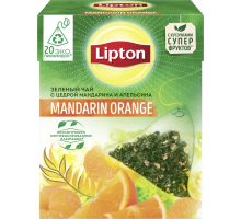 Чай зеленый LIPTON Mandarin Orange Green Tea байховый с цедрой цитрусовых, 20пир, Россия, 20 пир