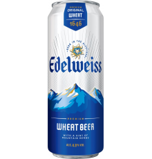 Напиток пивной EDELWEISS Wheat beer нефильтрованный пастеризованный осветленный, 4,9%, ж/б, 0.43л, Россия, 0.43 L