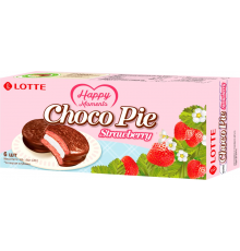 Печенье глазированное LOTTE Choco Pie со вкусом клубники, 168г, Россия, 168 г