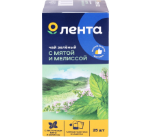 Чай зеленый ЛЕНТА с мятой, мелиссой, 25пак, Россия, 25 пак