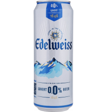 Напиток пивной безалкогольный EDELWEISS 0.0 Эдельвейс пшеничное нефильтрованный пастеризованный 0,3%, 0.43л, Россия, 0.43 L