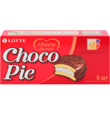 Печенье LOTTE Choco Pie бисквитное в шоколадной глазури, 6х28г, Россия, 6 шт